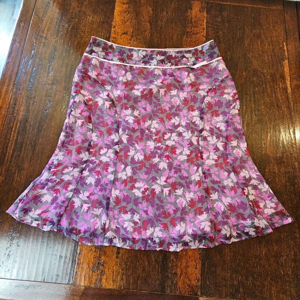 LIZ CLAIBORNE floral chiffon skirt size 14 pink purple y2k flirty feminine bow